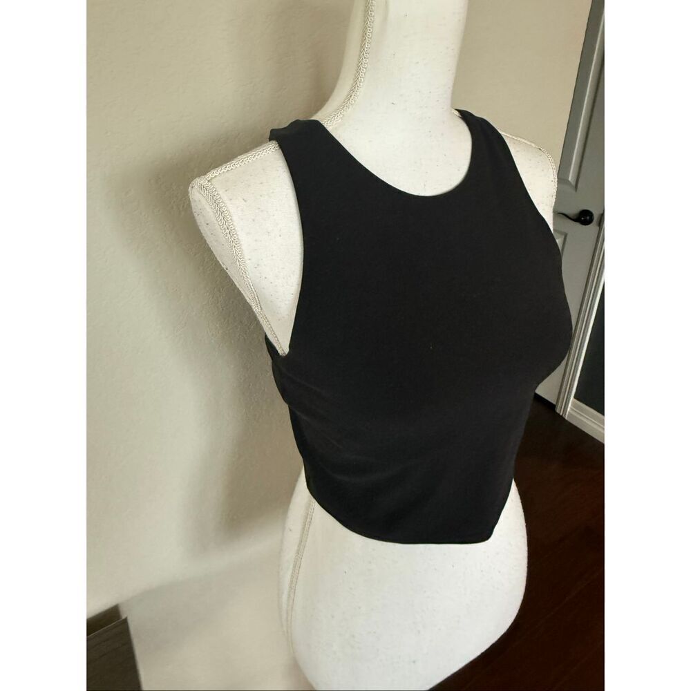 Athleta Black High Neck Crop Racerback Sports Bra Medium - Picture 4 of 6